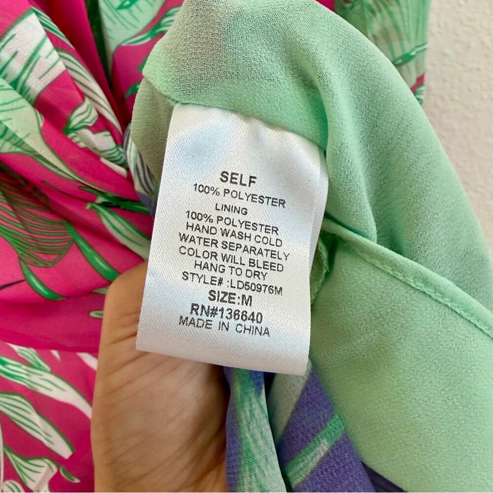 EVER AFTER Tropical Multicolor Halter Pleated Maxi Dress Size Medium - Picture 9 of 9